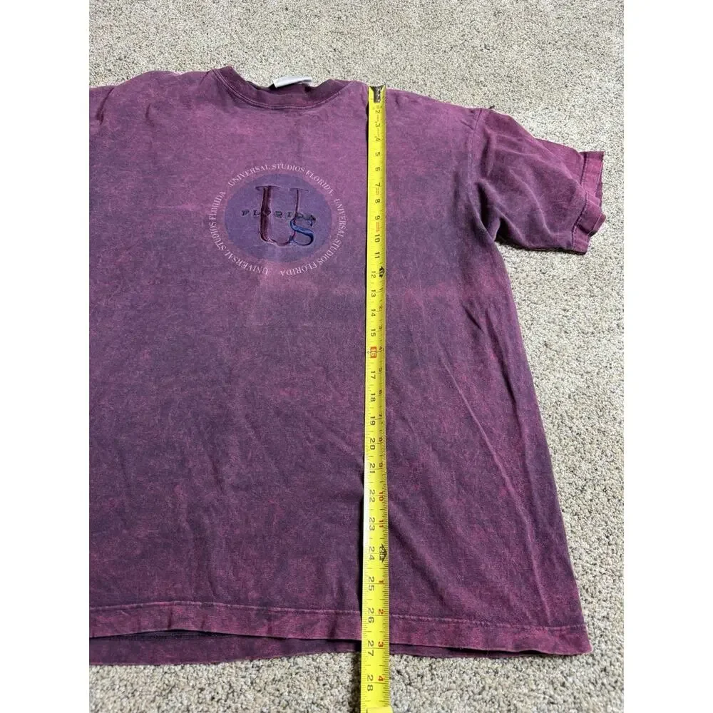 VTG 90s Universal Studios Florida Short Sleeve T-Shirt Purple Embroidered Large
